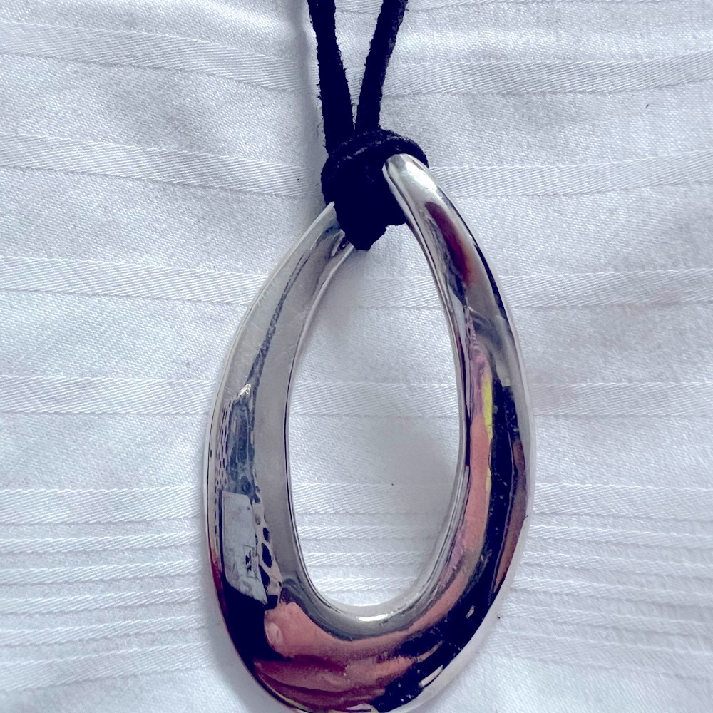 Lia Sophia Silver and Black Geometric Necklace - Picture 2 of 4